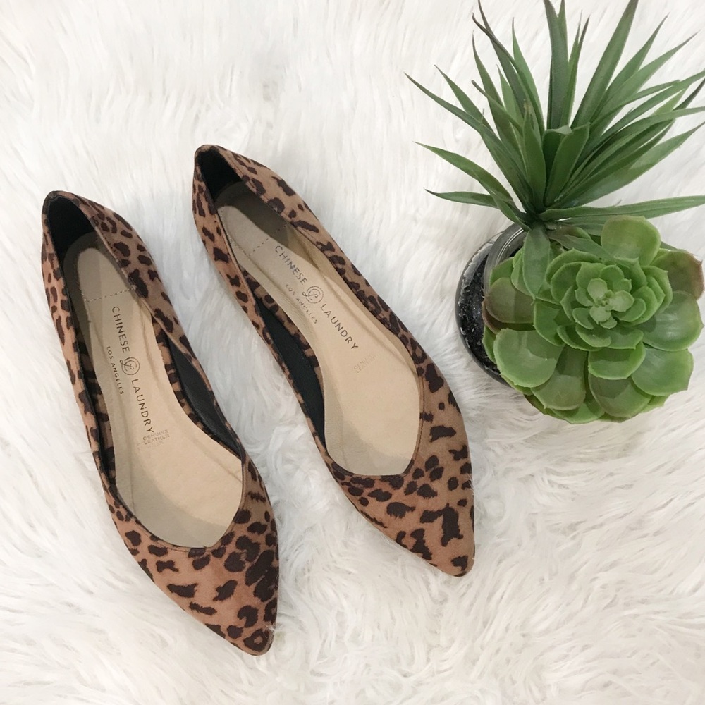 Chinese Laundry Leopard Print Pointed Toe Flats - image 1